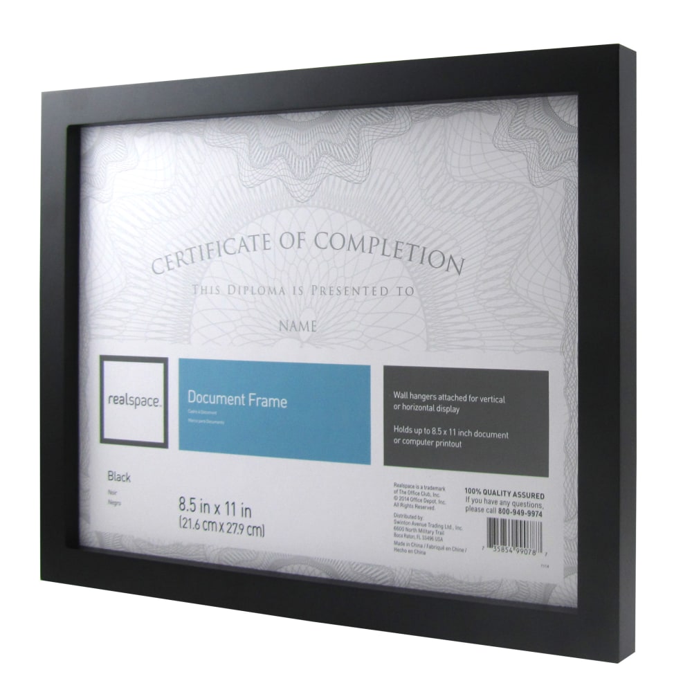 Realspace Photo/Document Frame, Gallery, 8-1/2in x 11in, Black