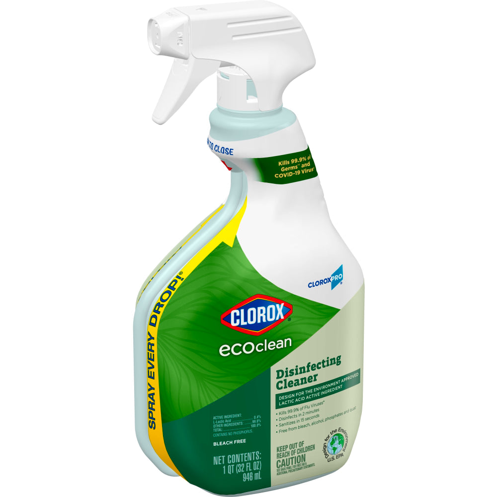 Clorox CloroxPro EcoClean Disinfecting Cleaner Spray Bottles, 32 Oz, Pack Of 9 Bottles