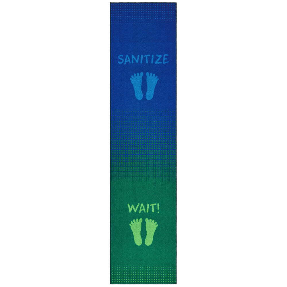 Carpets for Kids KID$Value Rugs Stand & Wait Sanitize Activity Runner Rug, 3ft x 12ft , Blue