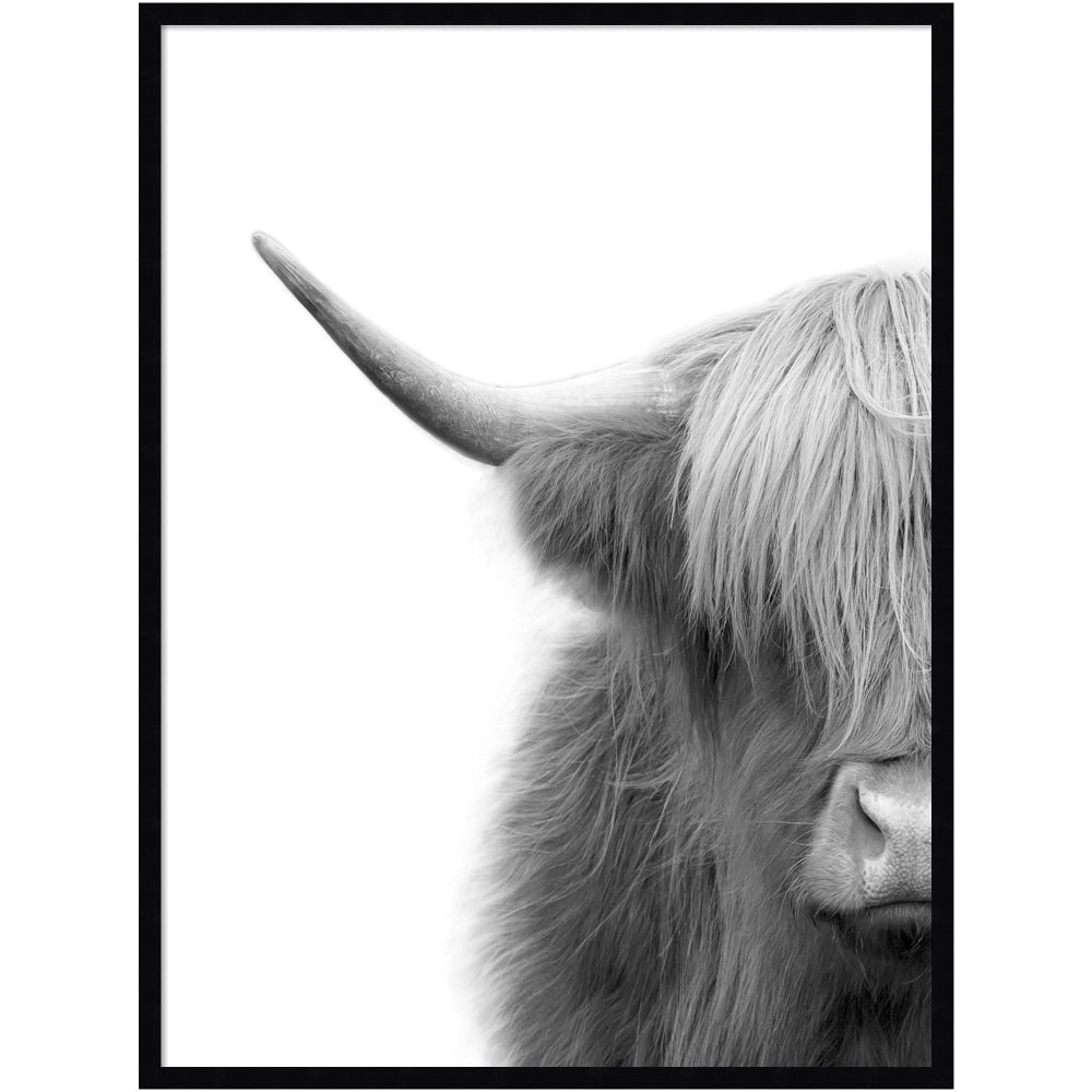 Amanti Art Hey Dude Highland Cow by The Creative Bunch Studio Wood Framed Wall Art Print, 40inH x 30inW, Black