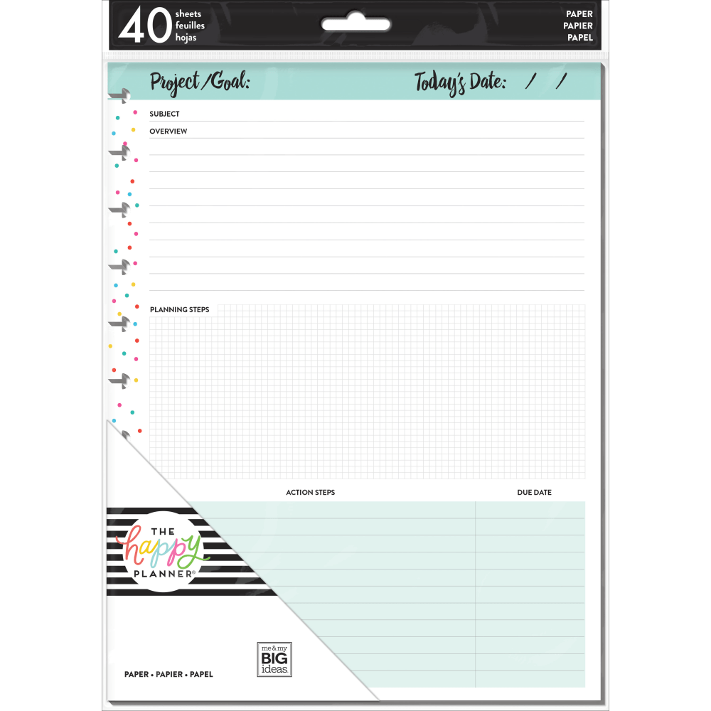 Happy Planner Big Filler Paper, 8-1/2in x 11in, 40 Sheets, So Many Projects