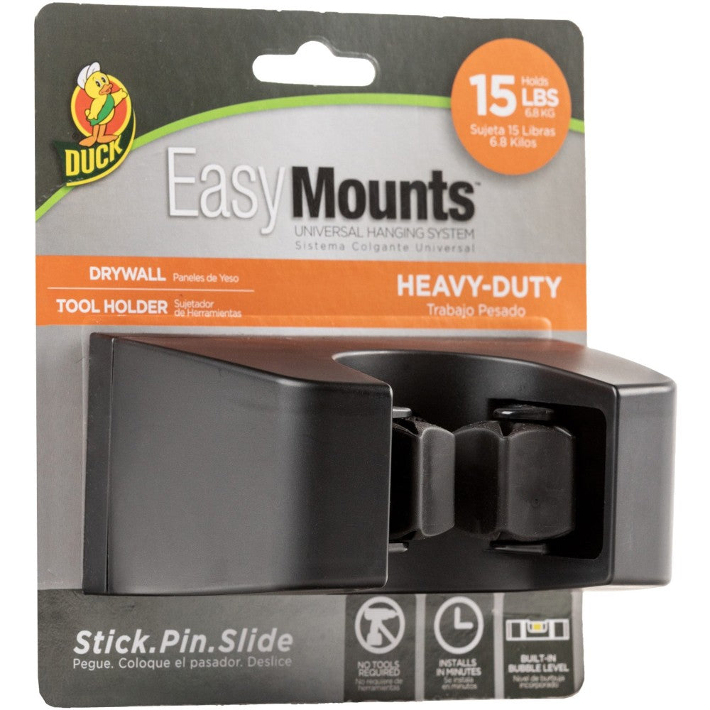 Duck Brand EasyMounts Heavy-Duty Tool Holder - Fiberglass - 1 Each - Black