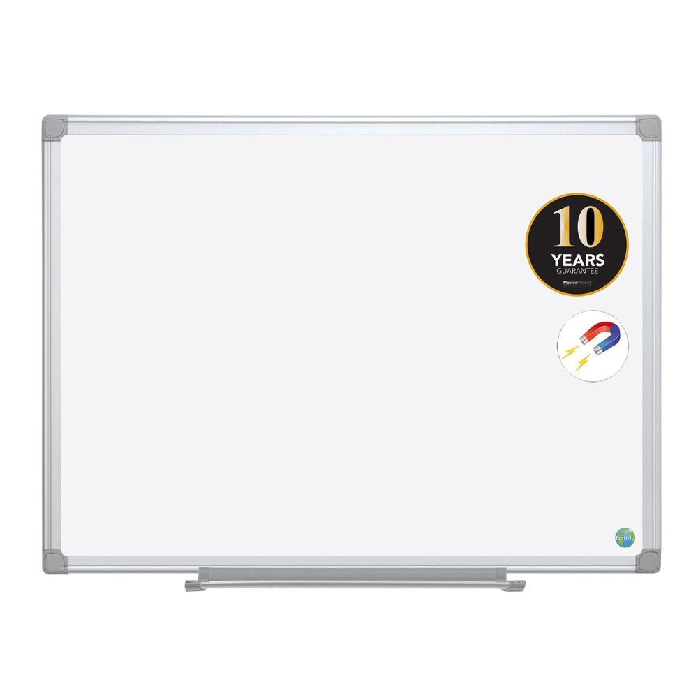 MasterVision Earth Gold Ultra Magnetic Dry-Erase Whiteboard, 48in x 36in, 45% Recycled, Aluminum Frame With Silver Finish