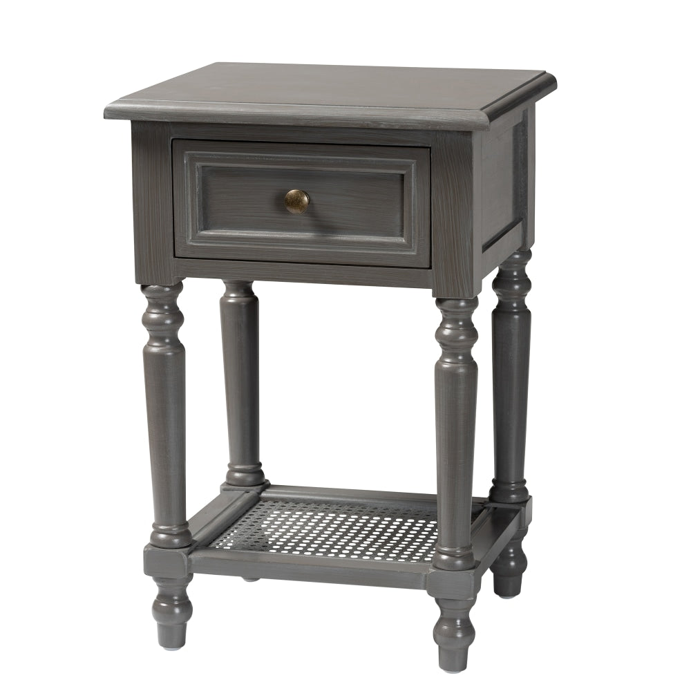 Baxton Studio Sheldon 1-Drawer Nightstand, 23-5/8inH x 15-3/4inW x 13-13/16inD, Gray