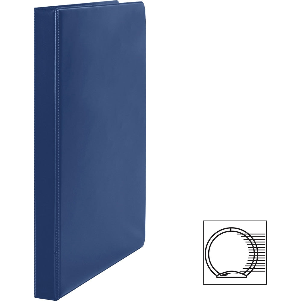 Business Source Basic Round Ring Binders - 1/2in Binder Capacity - Round Ring Fastener(s) - Vinyl - Dark Blue - 8.96 oz - 1 / Each