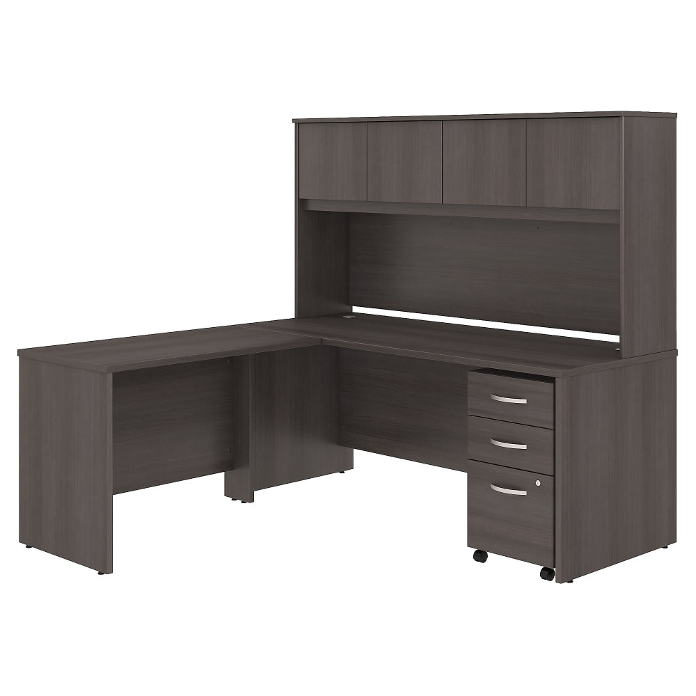 Bush Business Furniture Studio C 72inW x 30inD L Shaped Desk with Hutch, Mobile File Cabinet and 42inW Return, Storm Gray, Standard Delivery