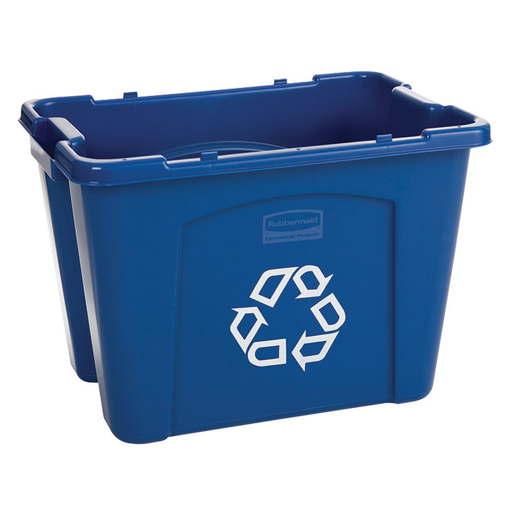 Rubbermaid Computer Paper Collection "We Recycle" Container, 14 Gallons, 13 1/2inH x 20inW x 15inD, Blue