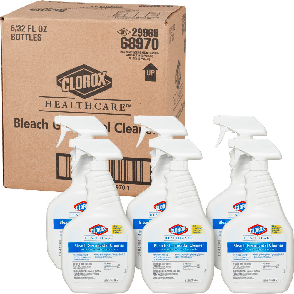 Clorox Healthcare Bleach Germicidal Cleaner Spray, 32 Ounces Each (Pack of 6)