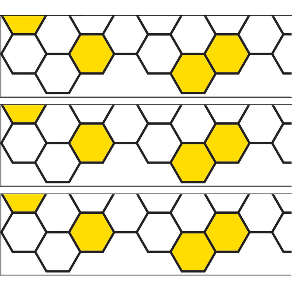 Creative Teaching Press EZ Borders, Busy Bees Honeycomb, 48' Per Pack, Set Of 3 Packs