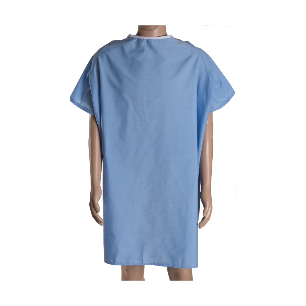 DMI Convalescent Gowns With Back Tape Ties, Adult, Blue, Pack Of 12