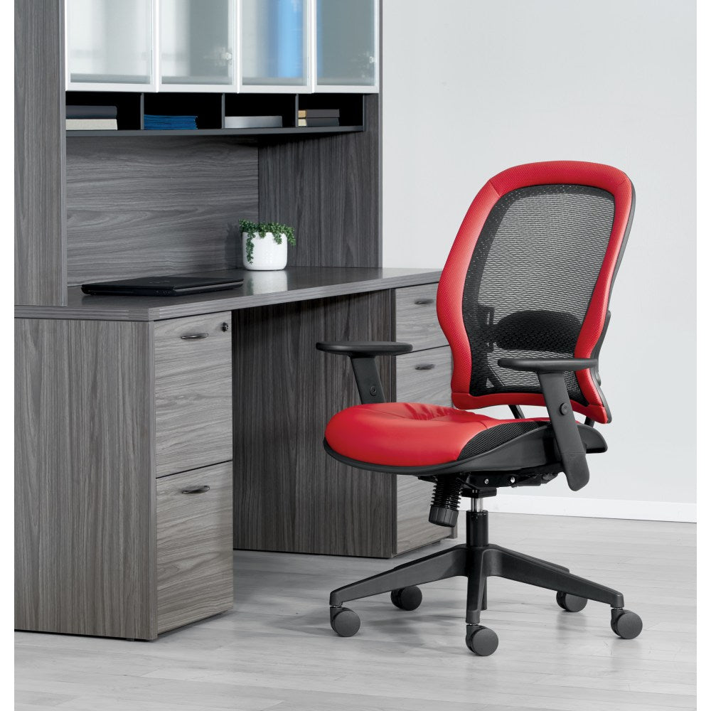 Office Star Space 57 Series Dark Air Grid Back Ergonomic Mesh High-Back Managers Office Chair, Lipstick Red