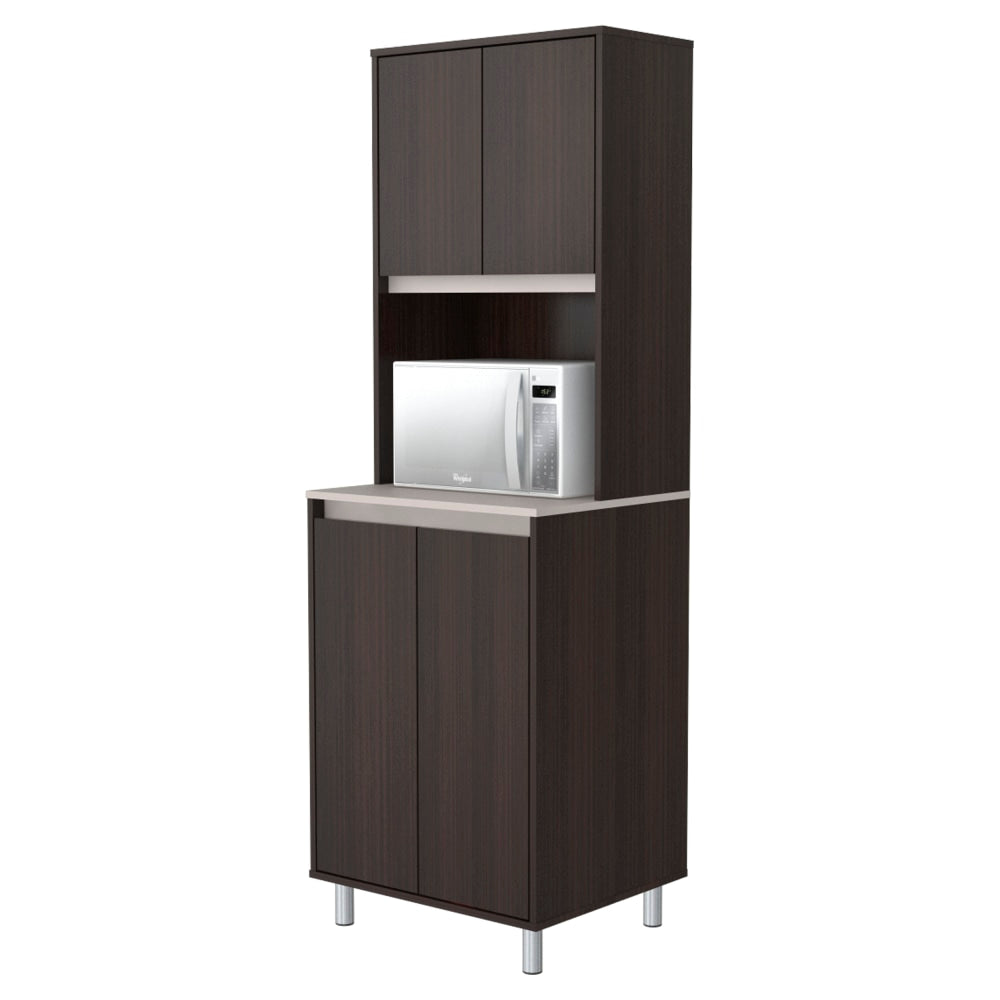 Inval 4-Door Coffee Station Cabinet, 70-7/8inH x 23-5/8inW x 19-3/4inD, Espresso/Ambar Gray