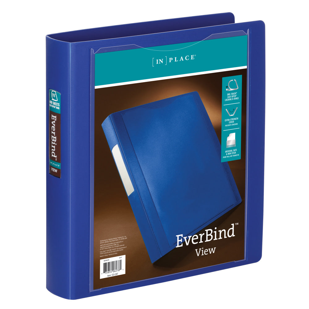 Office Depot Brand Everbind View 3-Ring Binder, 1 1/2in D-Rings, Blue