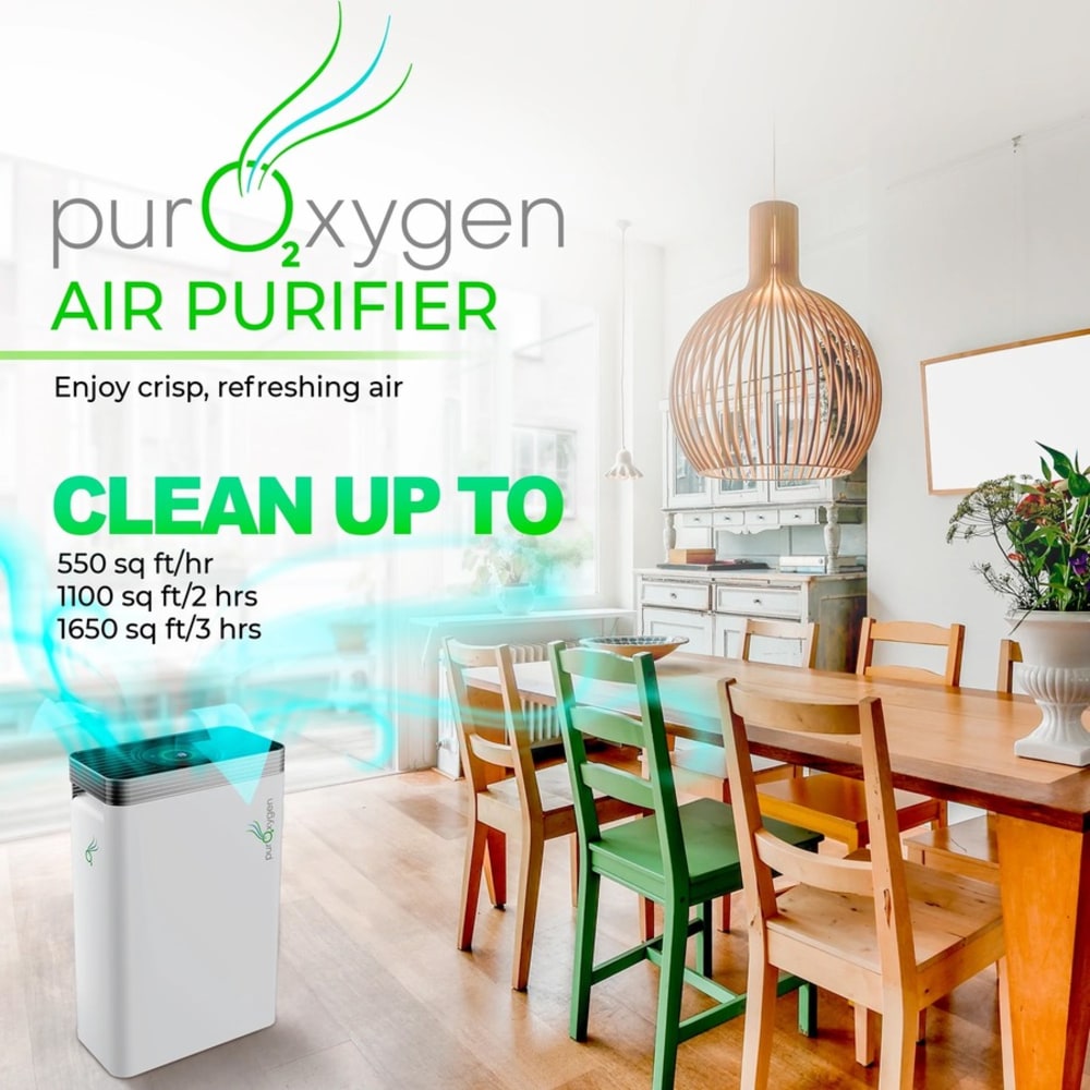 PURO2XYGEN PURO2XYGEN P500 Hepa Home Air Purifier Up to 550 sqft Large Room Air Purifier - HEPA, True HEPA, Activated Carbon - 1650 Sq. ft.