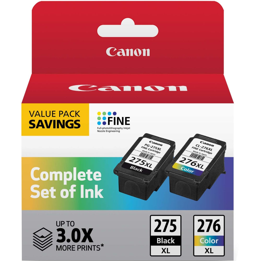 Canon PG-275XL Black/CL-276XL Tri-Color High-Yield Ink Cartridges, Pack Of 2, 4981C008