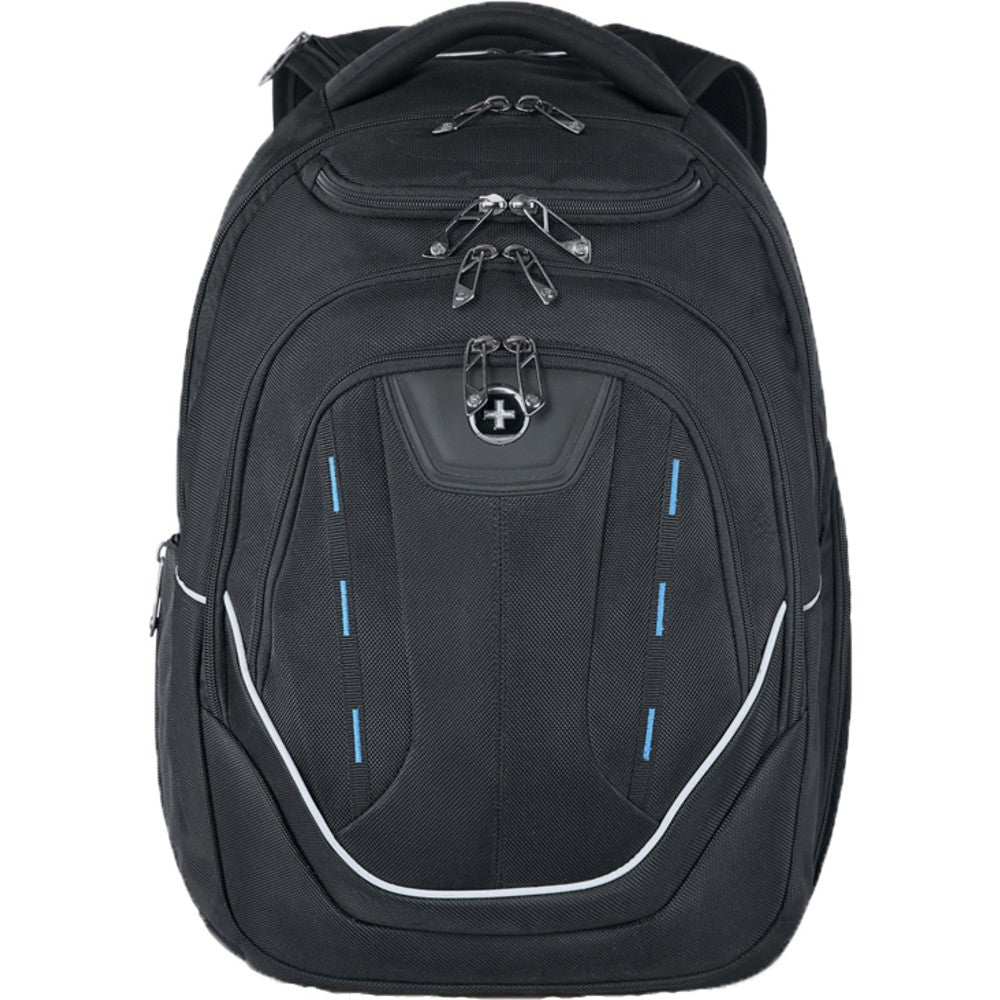 SwissDigital Terabyte Business Backpack With 15.6in Laptop Pocket, Black/Blue