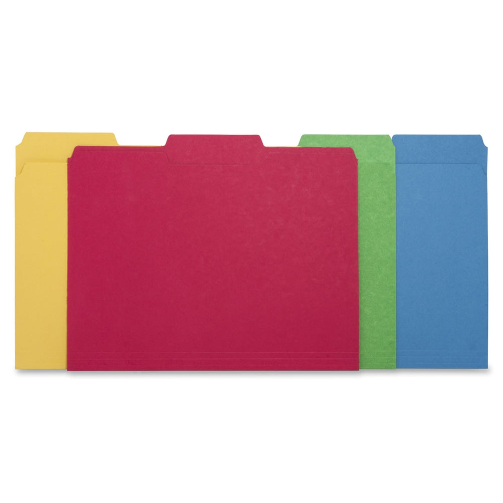 Business Source 1/3 Tab Cut Letter Top Tab File Folders - 8 1/2in x 11in - Assorted Tab Position - Assorted - 50 / Box