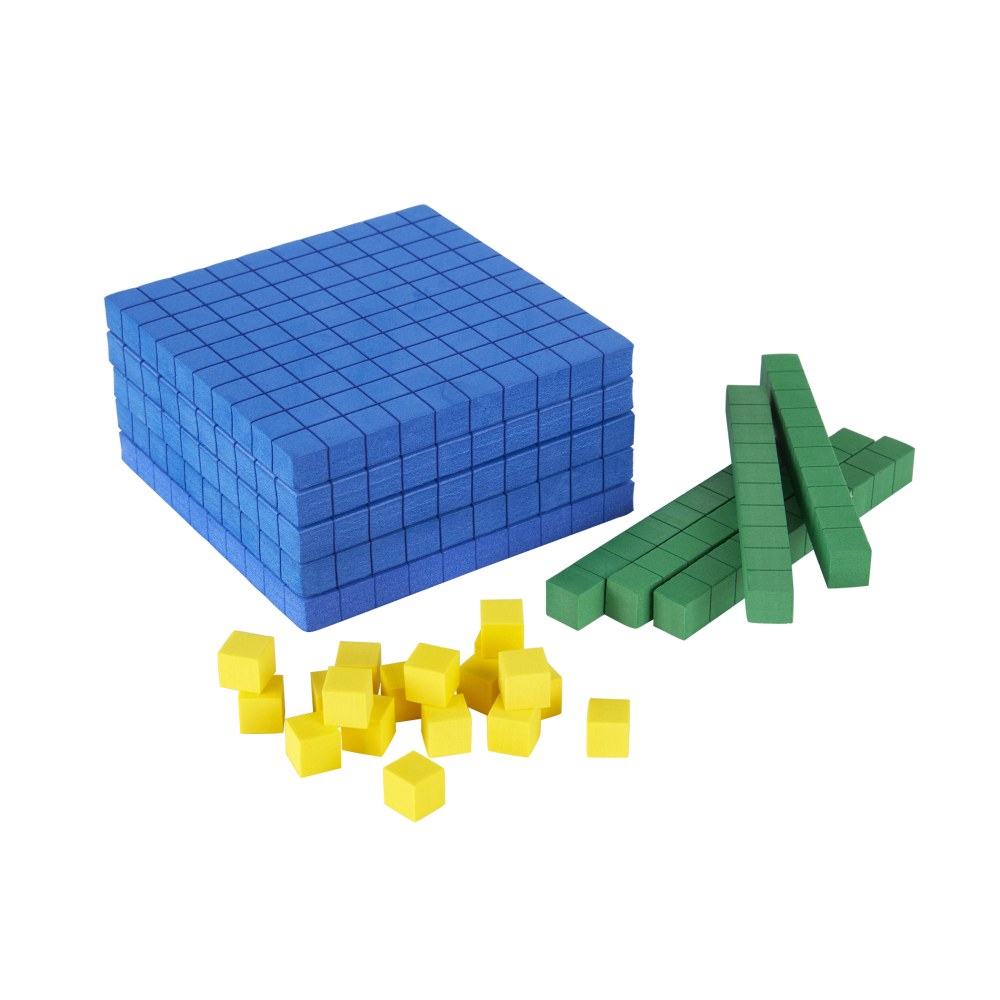 Office Depot Brand Base 10 Block Set, Yellow/Green/Blue, Pre-K, Set Of 125 Pieces