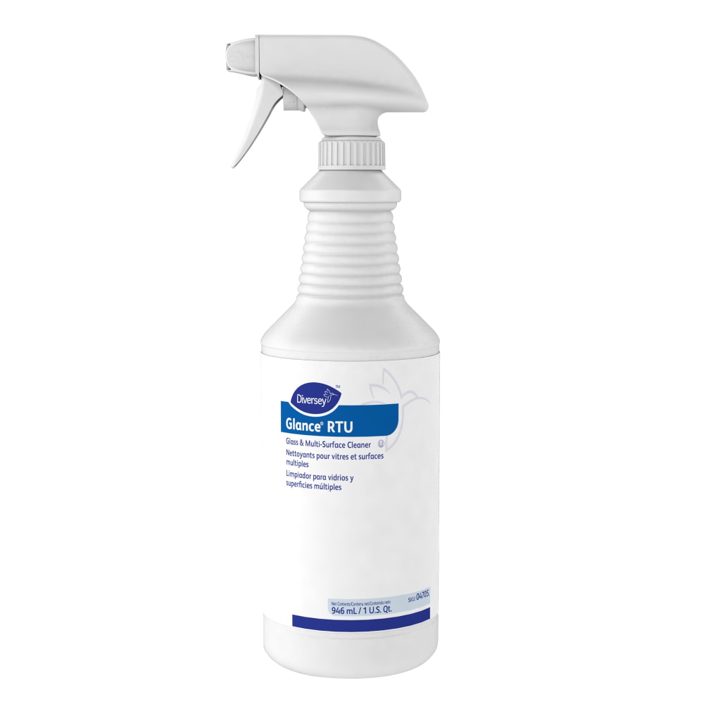 Diversey Glance Glass & Multi-Surface Cleaner, Original Scent, 32 Oz, Pack Of 12 Bottles