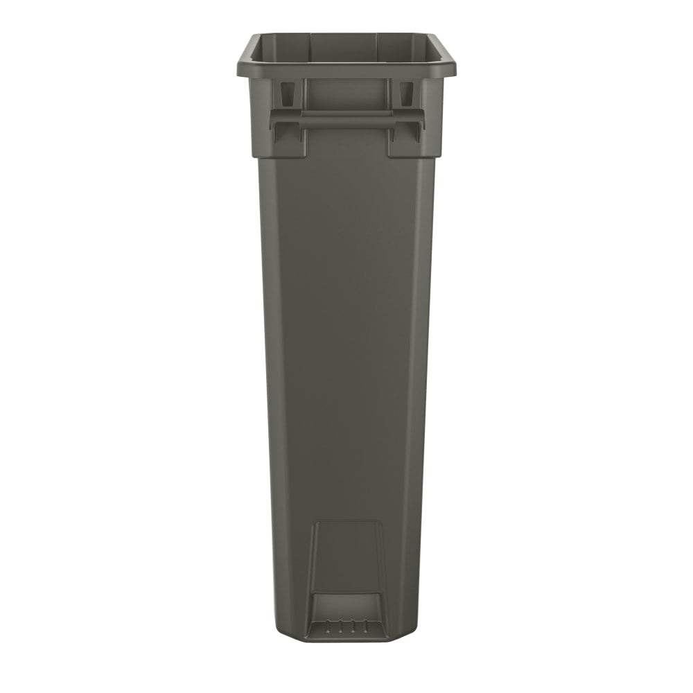 Suncast Commercial Narrow Rectangular Resin Trash Can, With Handles, 23 Gallons, 30inH x 11inW x 22inD, Gray