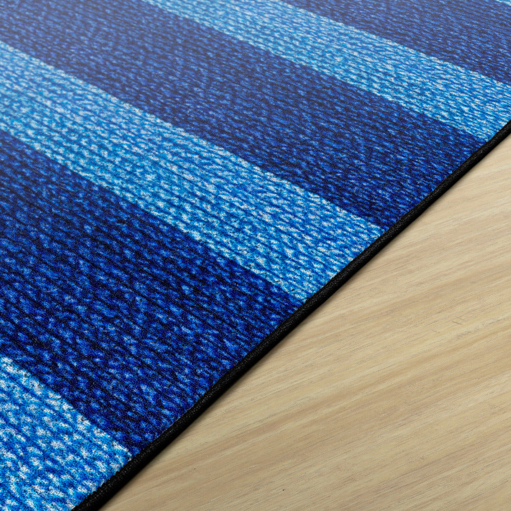 Flagship Carpets Basketweave Stripes Classroom Rug, 7 1/2ft x 12ft, Blue