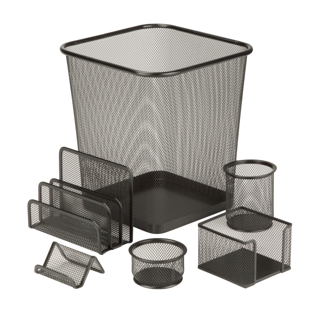 Honey-Can-Do 6-Piece Mesh Desk Organizer Set, Black