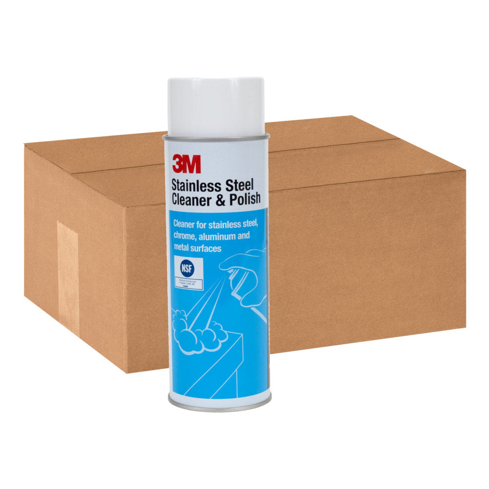 3M 14002 Stainless Steel Cleaner And Polish, 21 Oz Bottle, Case Of 12