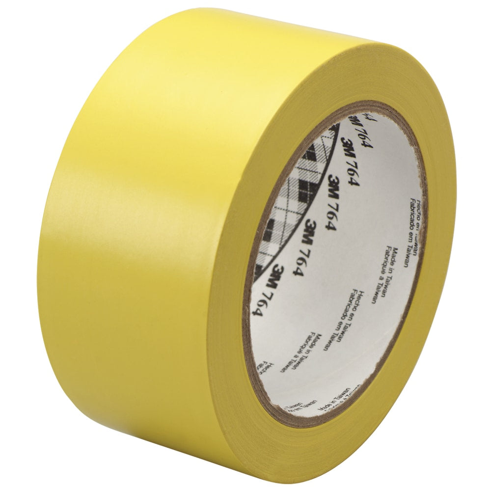 3M 764 Vinyl Tape, 3in Core, 2in x 36 Yd., Yellow, Case Of 6