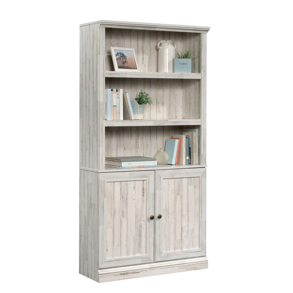 Sauder Select 70inH 5-Shelf Bookcase With Doors, White Plank