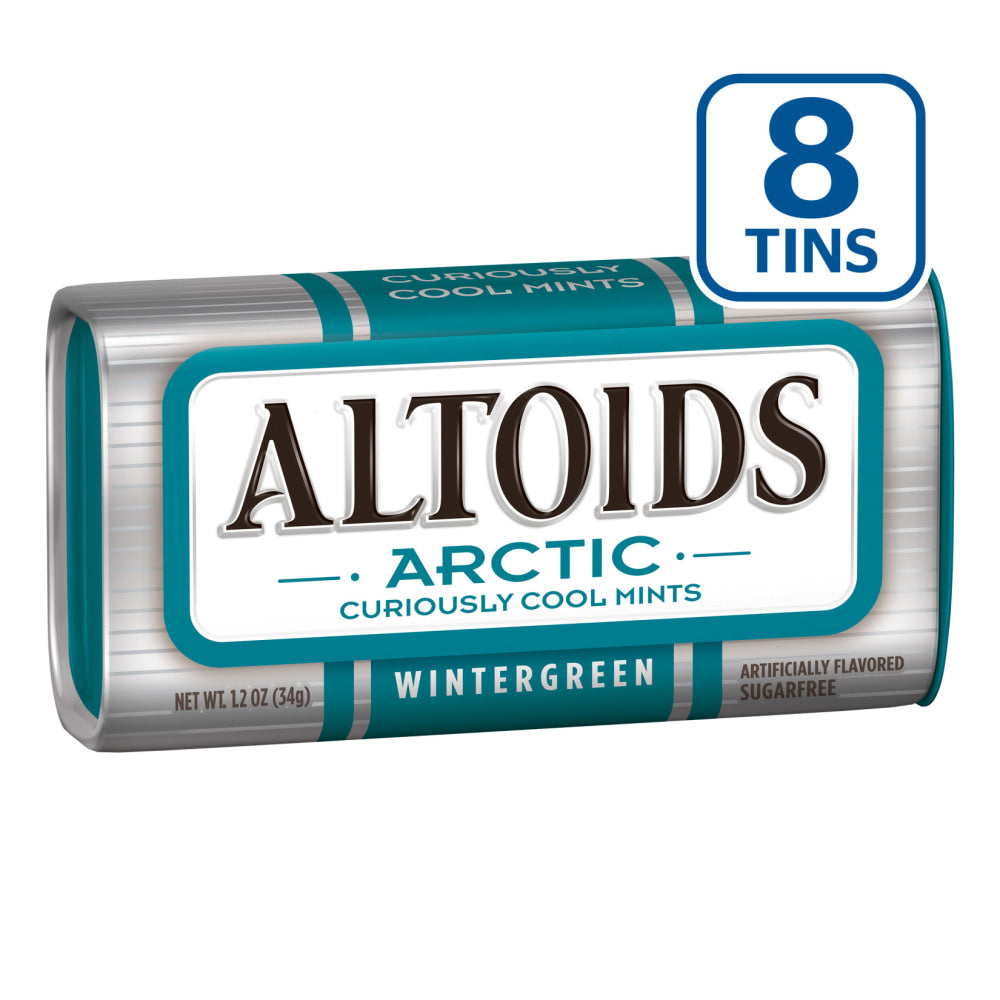 Altoids Curiously Strong Mints, Arctic Wintergreen, 1.2 Oz, Pack Of 8 Tins