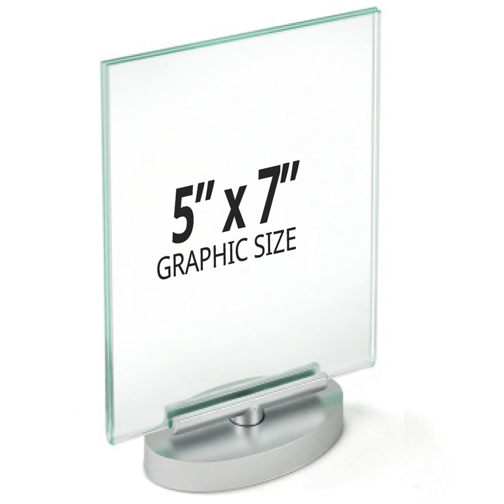 Azar Displays 2-Sided Revolving Acrylic Vertical Sign Holders, 7in x 5in, Clear, Pack Of 2 Holders