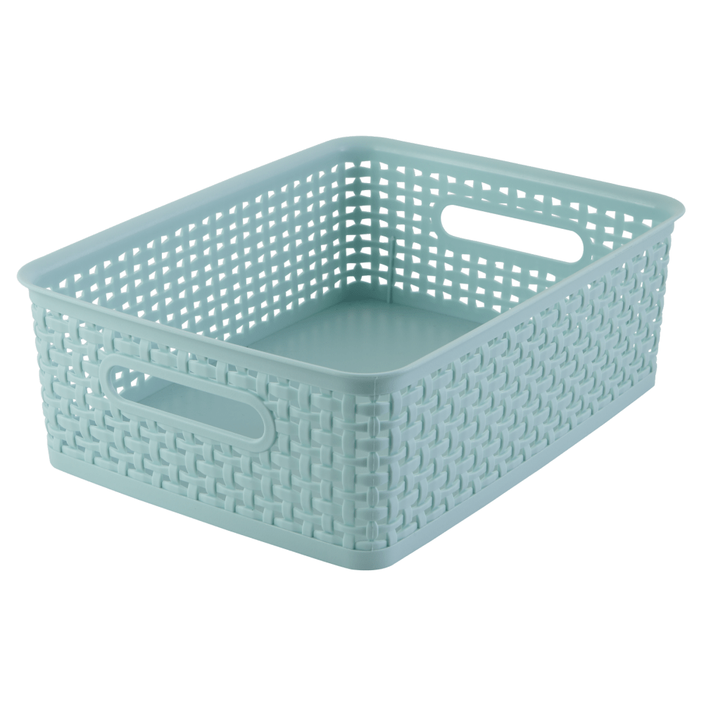 Realspace Plastic Weave Bin, Small Size, Blue