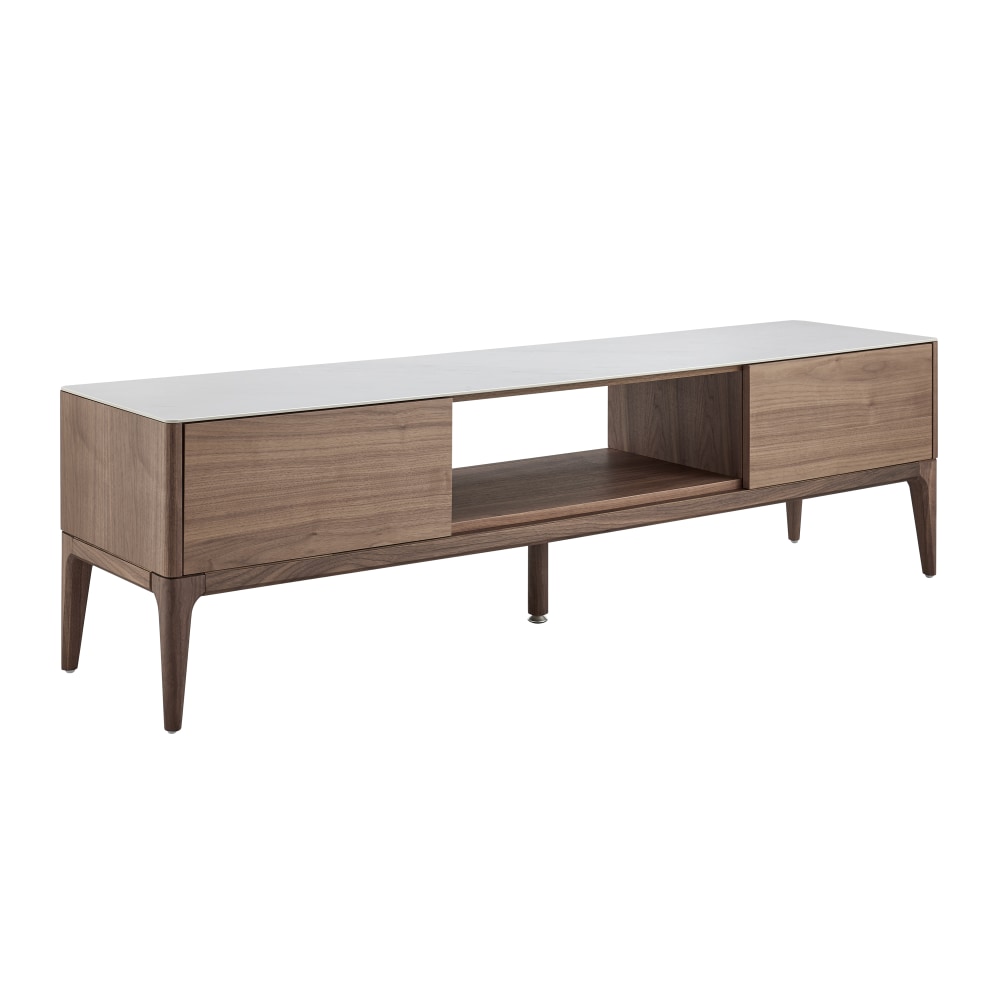 Eurostyle Haldis Media Stand, 20-1/8inH x 70-3/4inW x 17-3/5inD, White/Walnut