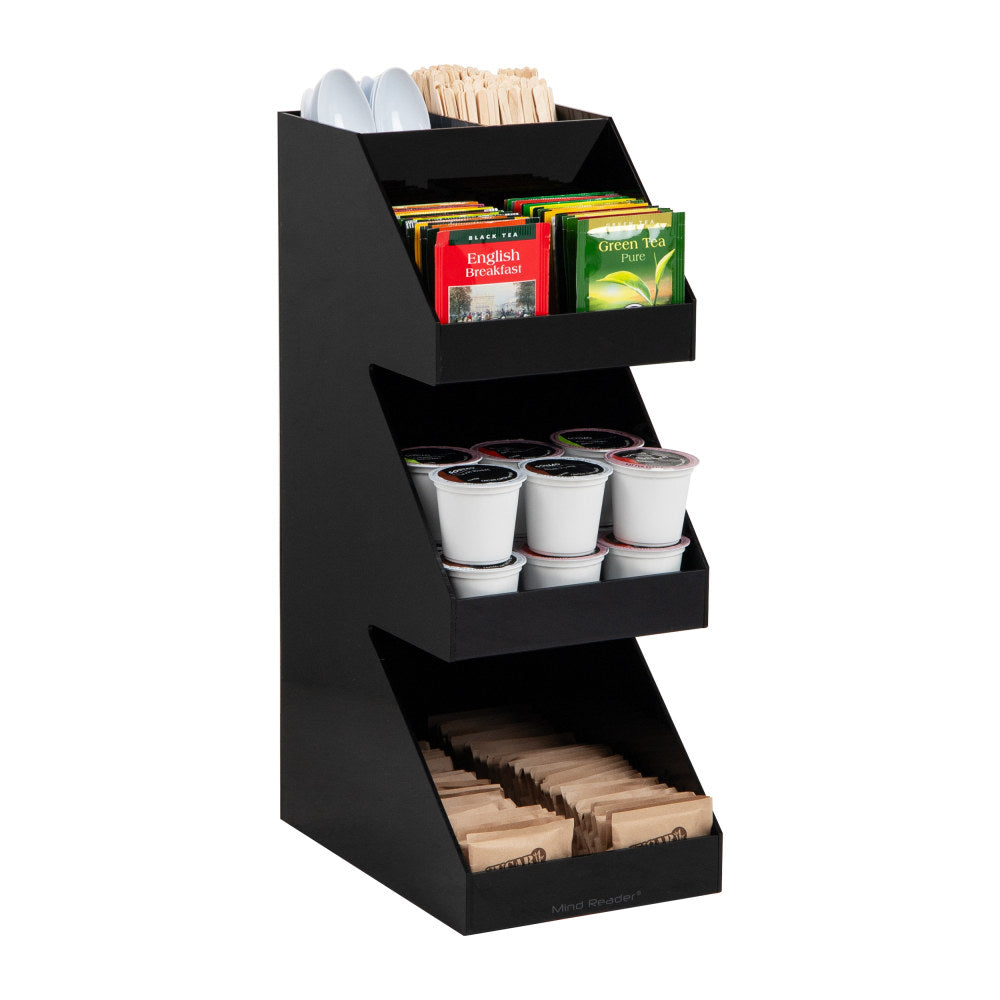 Mind Reader Coffee Tea Utensil and Condiment Countertop Organizer, 6inL x 9inW x 16inH, Black