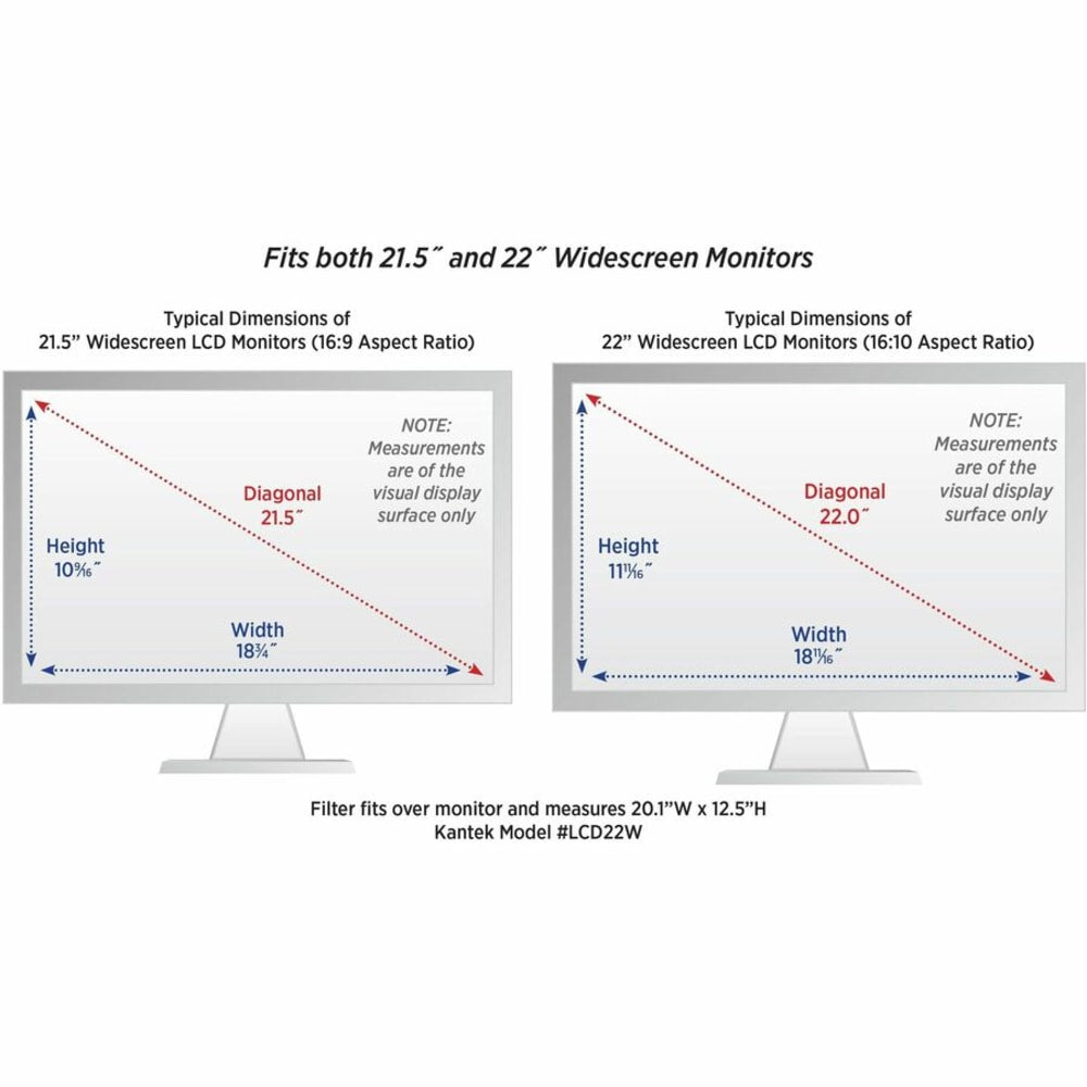 Kantek LCD Protective Filter for Monitors, 21.5in - 22in, Silver