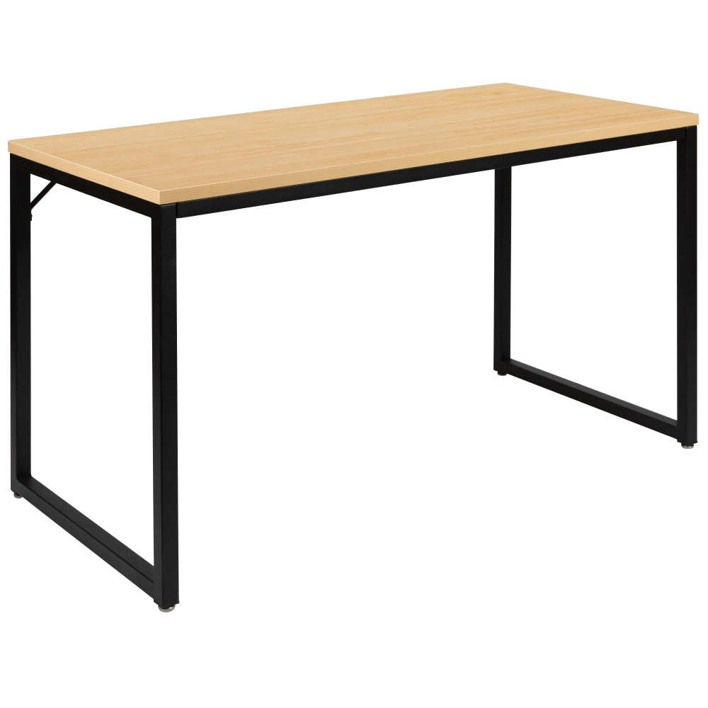 Flash Furniture 48inW Commercial-Grade Industrial Office Computer Desk, Maple/Black