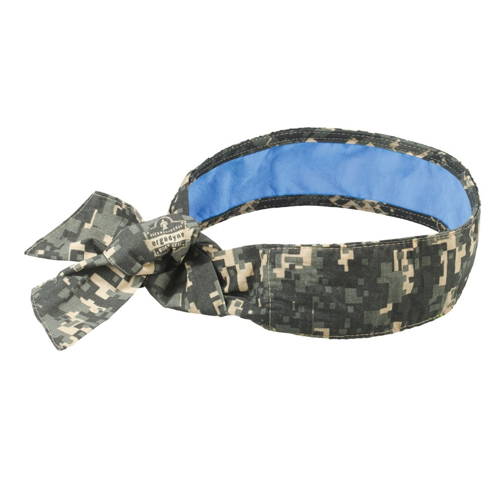 Ergodyne Chill-Its 6700CT Evaporative Cooling Tie Bandanas With Cooling Towel, Camo, Pack Of 6 Bandanas