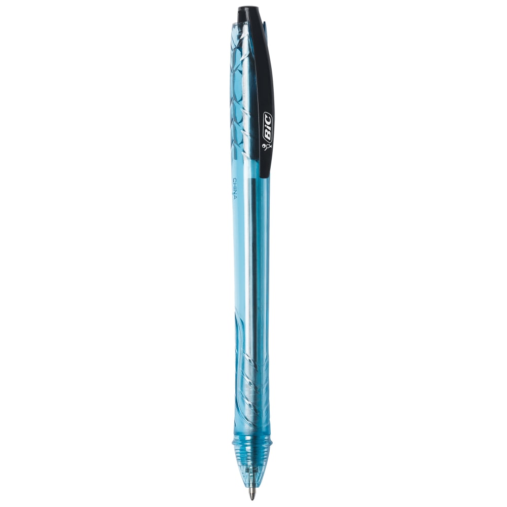 BIC ReVolution Ocean-Bound Ball Pens, Medium Point, 1.0 mm, Blue Barrel, Black Ink, Pack Of 4 Pens