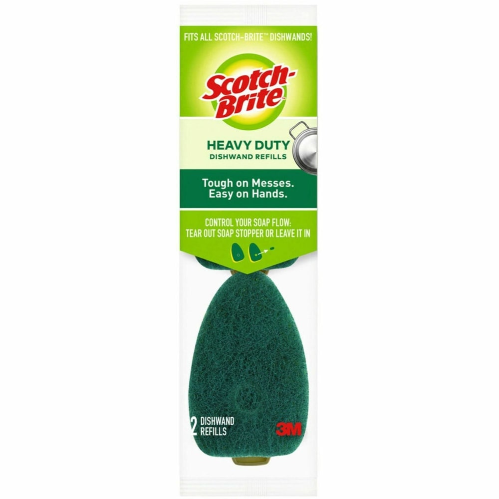 Scotch-Brite Dishwand Refills, 2-15/16in x 2-1/4in, Green, Pack of 2