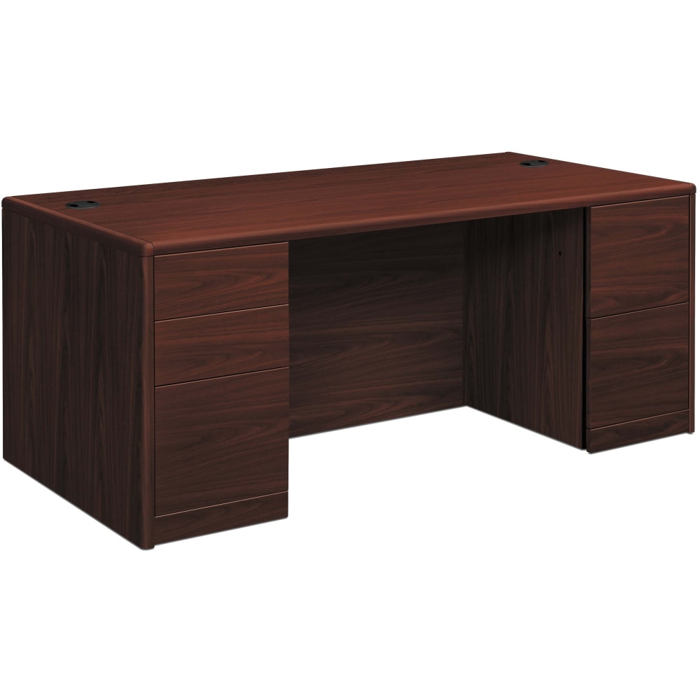 HON 10700 H10774 Pedestal Desk - 66in x 30in29.5in - 5 x Box, File Drawer(s) - Double Pedestal - Finish: Mahogany