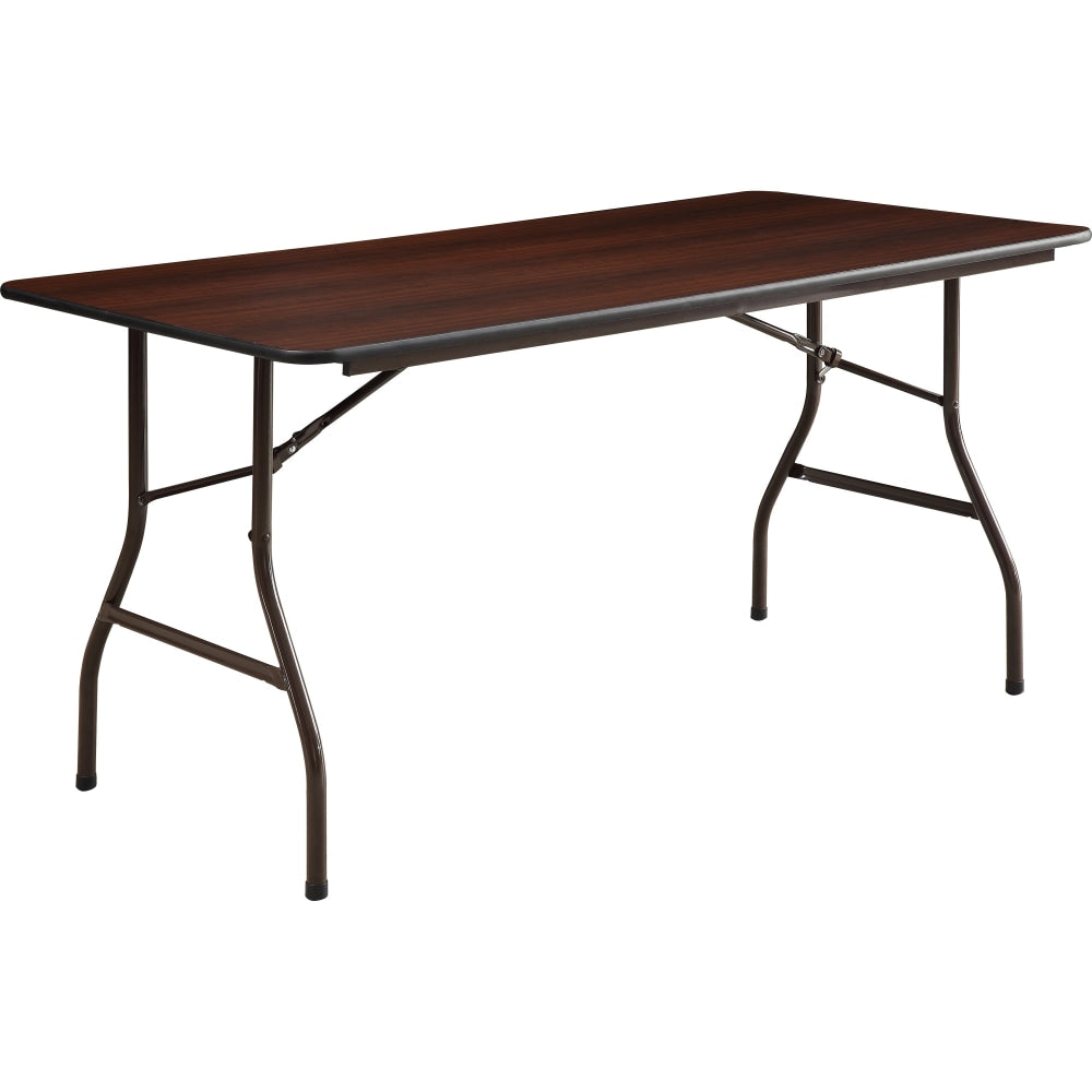 Lorell Laminate Economy Folding Table, 29inH x 60inW x 60inD, Mahogany