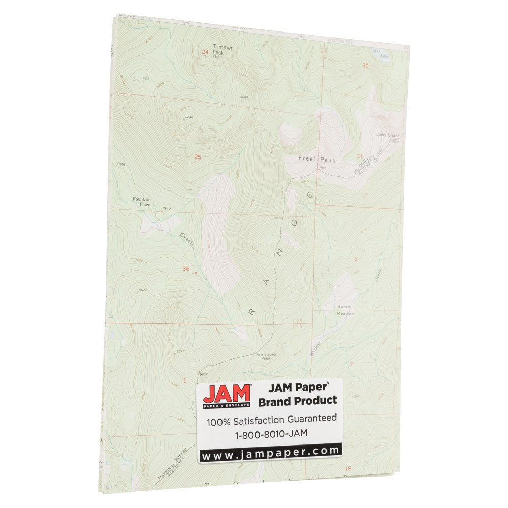 JAM Paper Map Design Multi-Use Paper, 28 Lb, 8 1/2in x 11in, Pack Of 50 Sheets