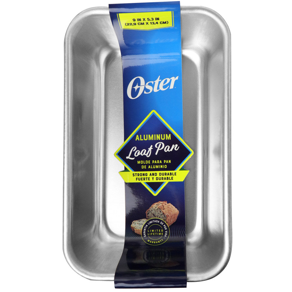 Oster Baker's Glee Aluminum Rectangle Loaf Pan, 9in x 5-3/16in, Silver