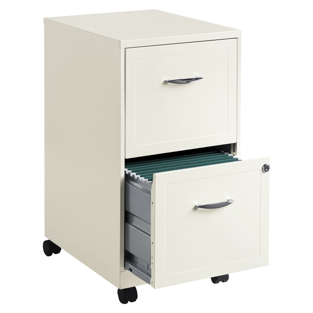 Realspace 18inD Vertical 2-Drawer Mobile File Cabinet, Pearl White