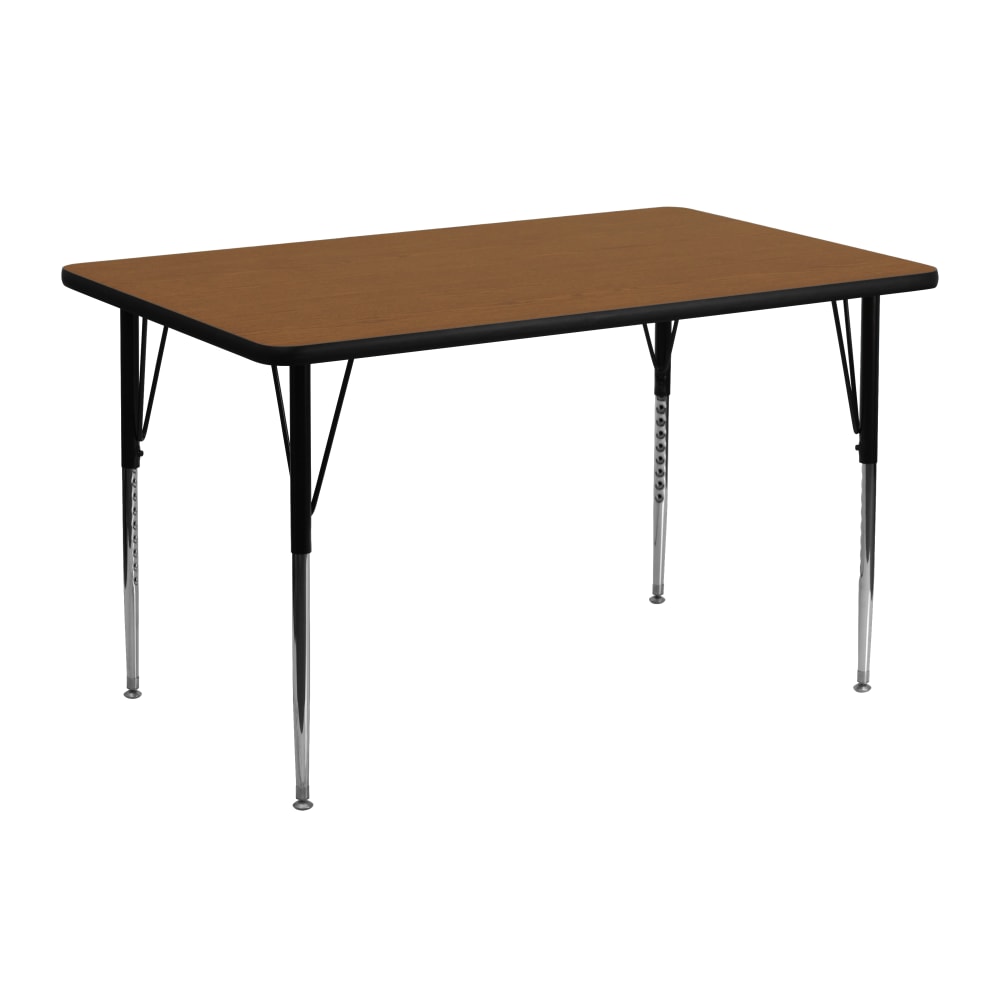 Flash Furniture 48ft"W Rectangular HP Laminate Activity Table With Standard Height-Adjustable Legs, Oak