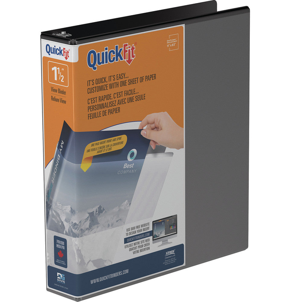 QuickFit View 3-Ring Binder, 1 1/2in Angle D-Rings, Black