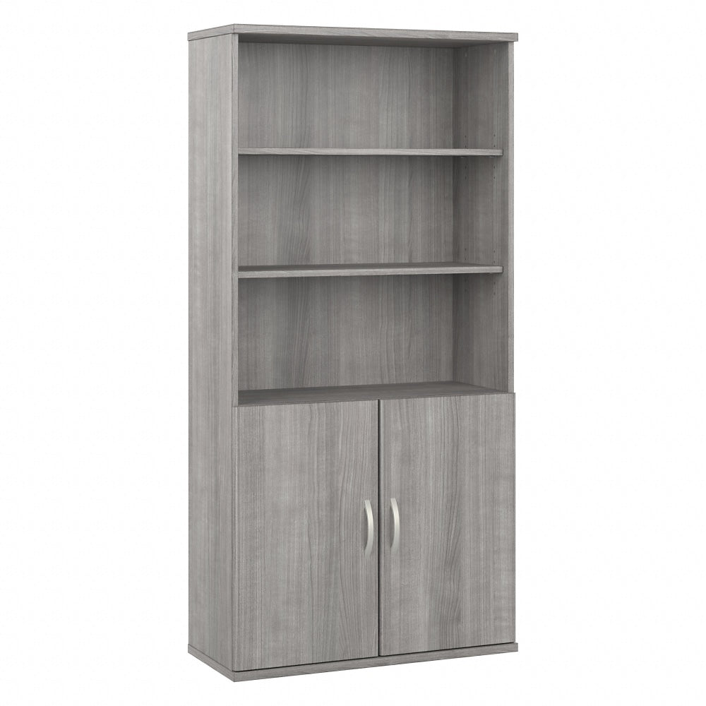 Bush Business Furniture Hybrid 73inH 5-Shelf Bookcase With Doors, Platinum Gray, Standard Delivery