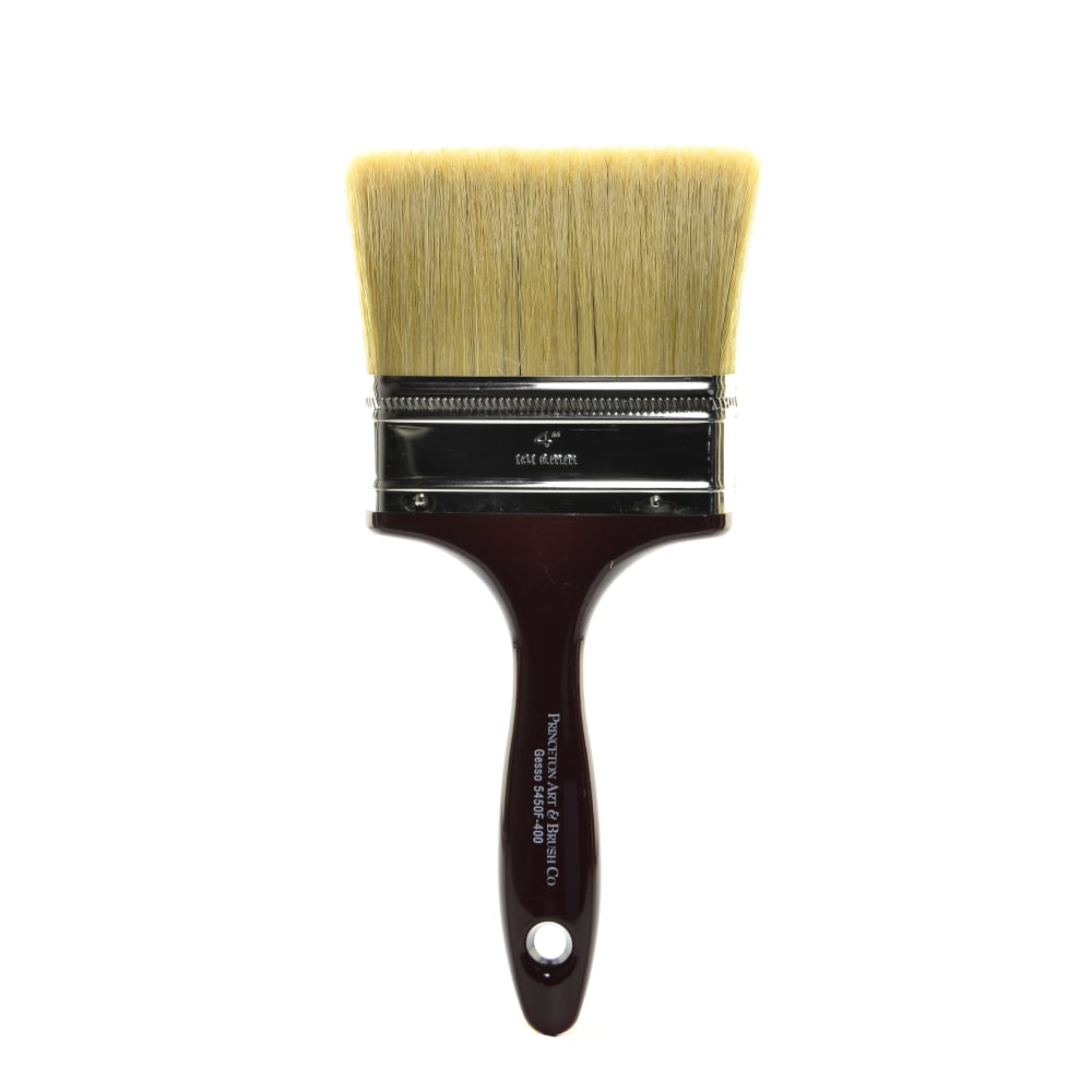 Princeton Gesso Paint Brush Series 5450, 4in, Flat, Natural Bristle, Burgundy