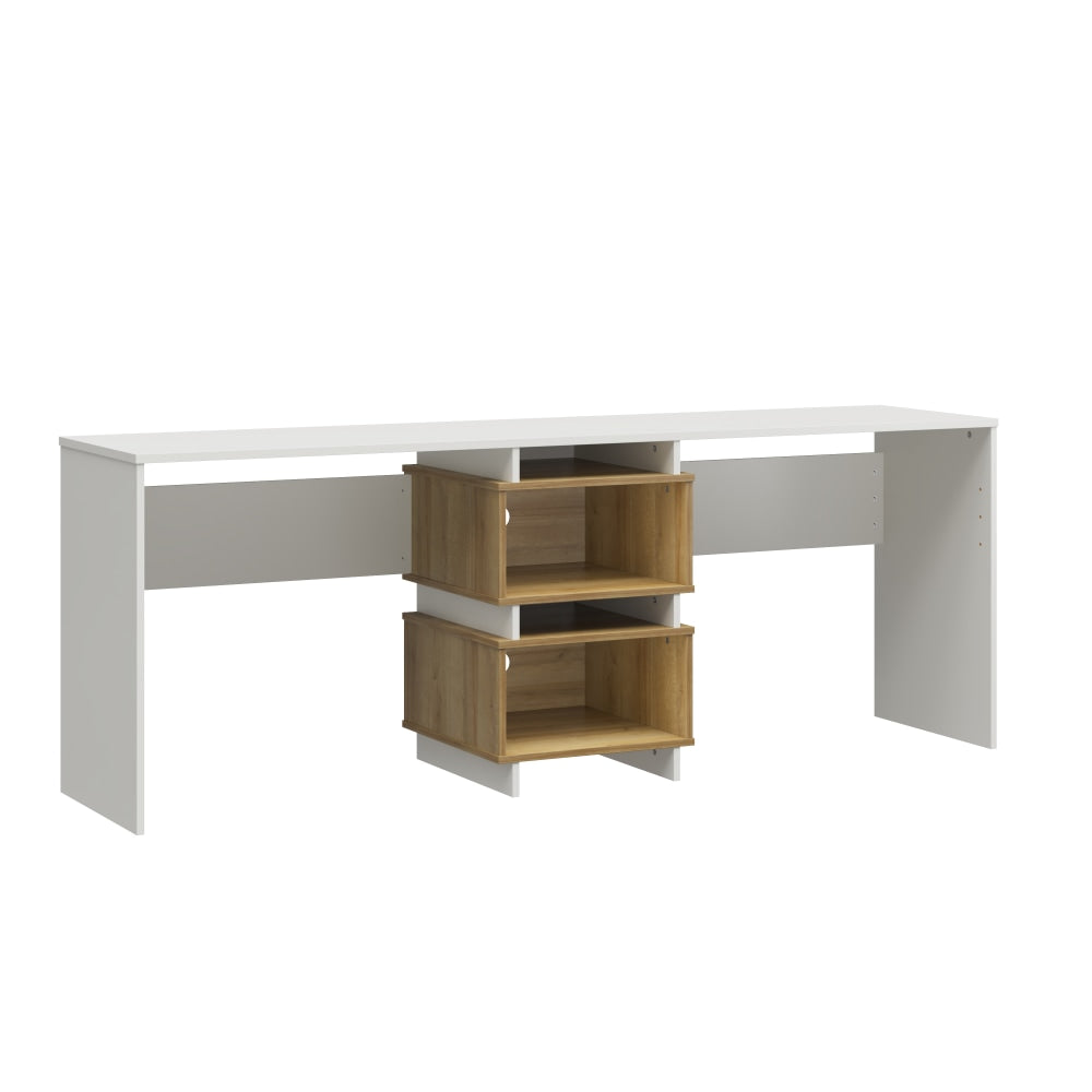 Ameriwood Home Novogratz Nelson 83inW 2-Way Computer Desk, White/Natural