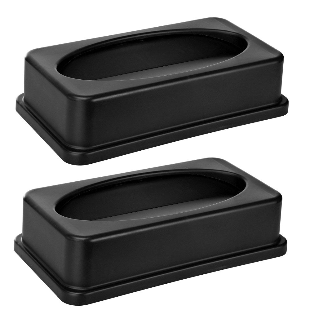 Alpine Slim Swinging Trash Can Lids, 20in x 12in, Black, Pack Of 2 Lids